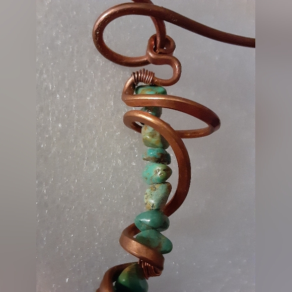 Copper and Turquoise Handmade Choker Necklace - Picture 3 of 3
